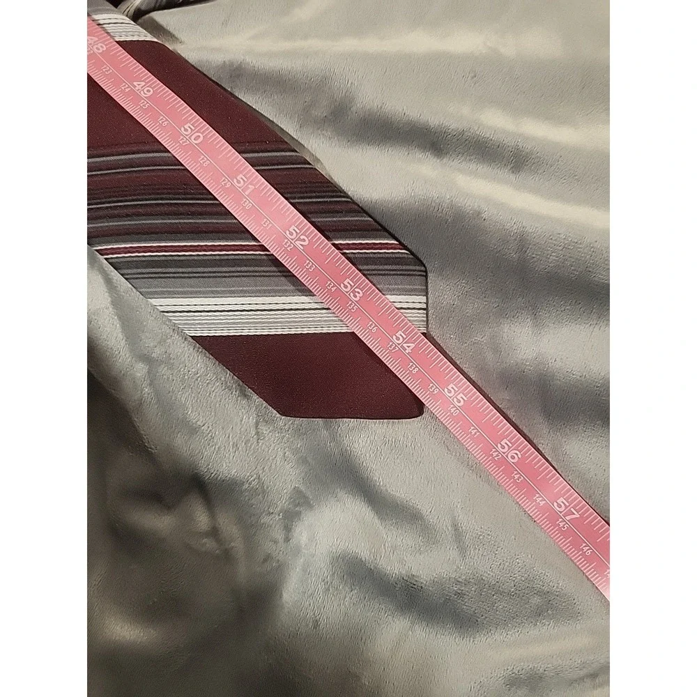 vintage sears classic collection red gray stripe tie polyester‎ acetate - Picture 6 of 8